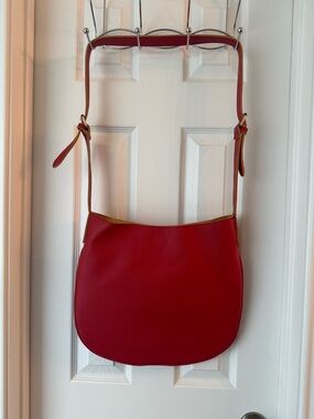 Red Leather Crossbody Shoulder Bag